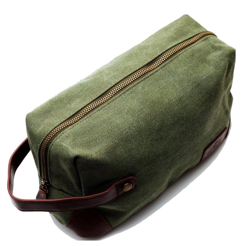 Vetelli Vintage Canvas Toiletry Bags  Travel In Style  Waterproof Canvas Dopp Kits  Durable (Marco) (Green) - Image 3